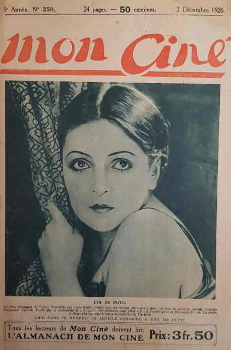 MON CINE magazine cover Issue 250 2 December 1926