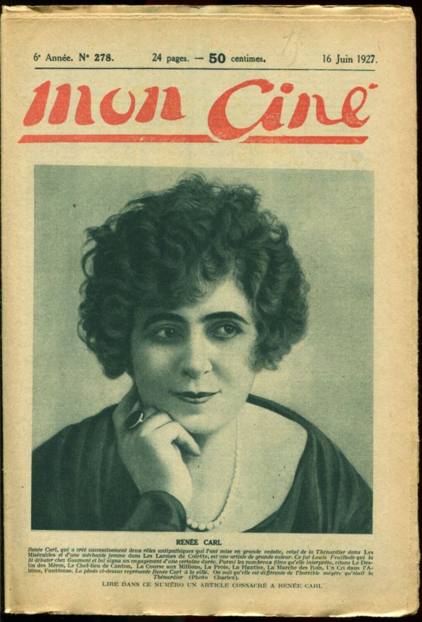 MON CINE magazine cover Issue 278 16 June 1927