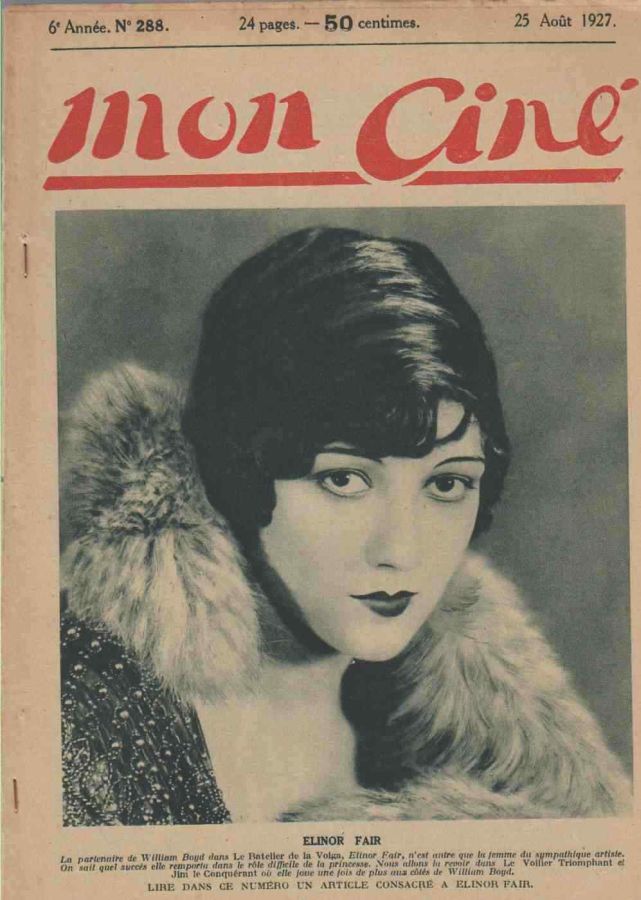 MON CINE magazine cover Issue 288 25 August 1927