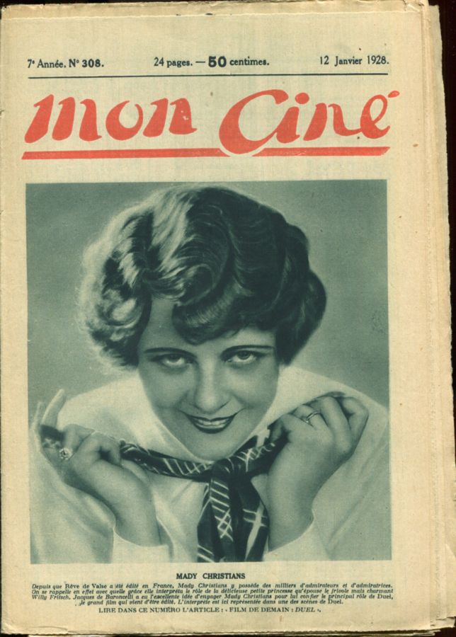 MON CINE magazine cover Issue 308 12 January 1928