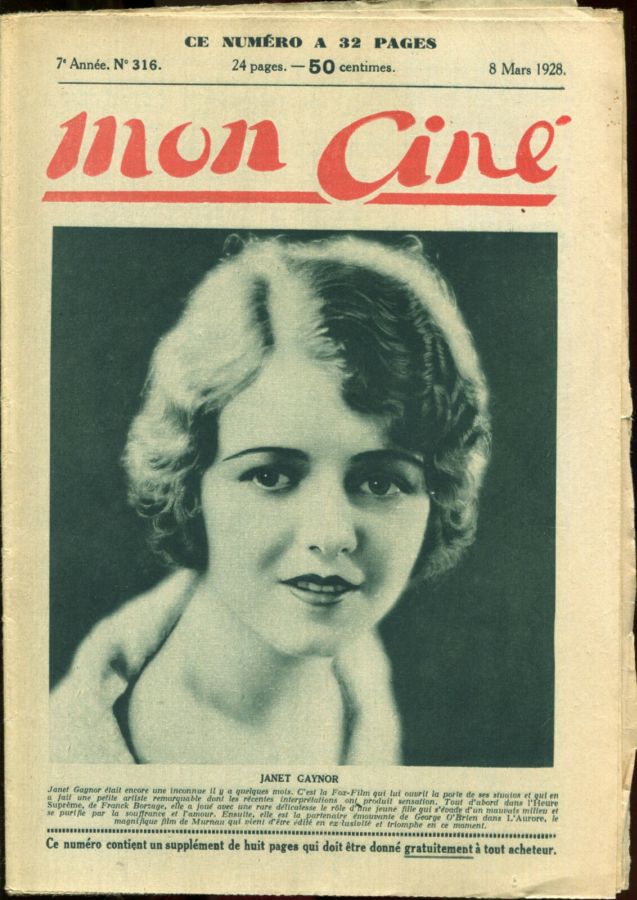 MON CINE magazine cover Issue 316 8 March 1928