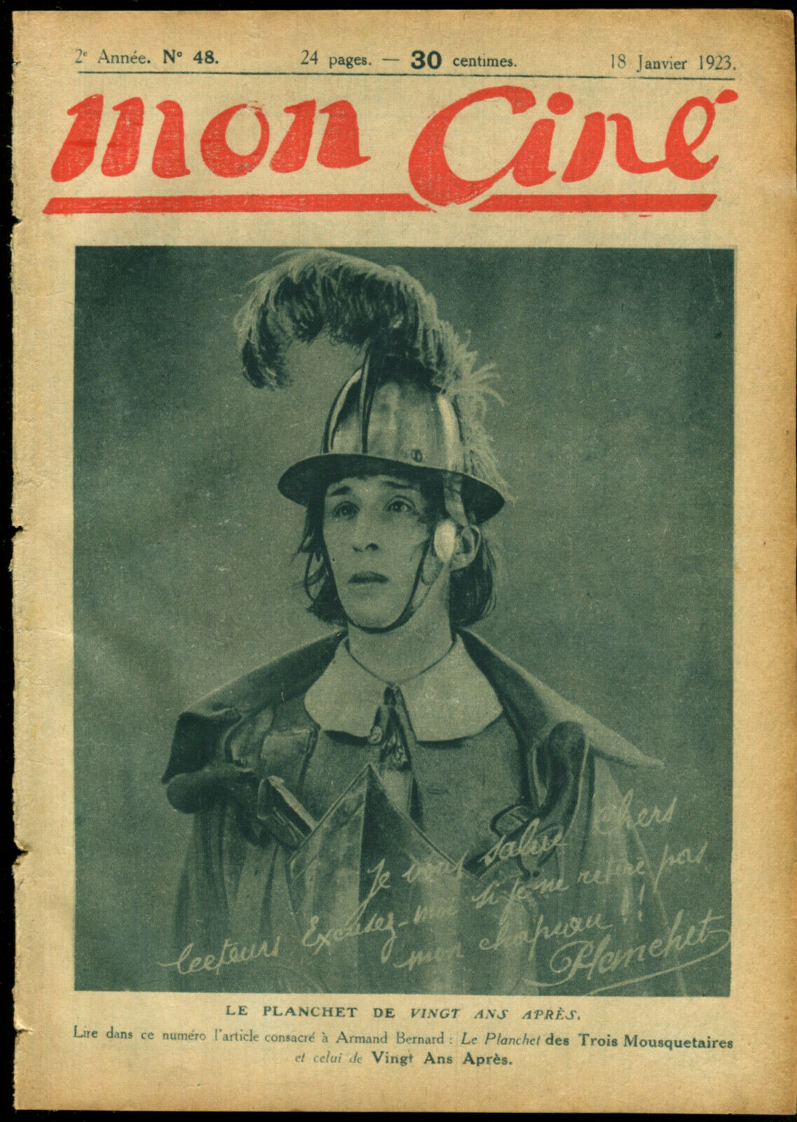 MON CINE magazine cover Issue 48 18 January 1923