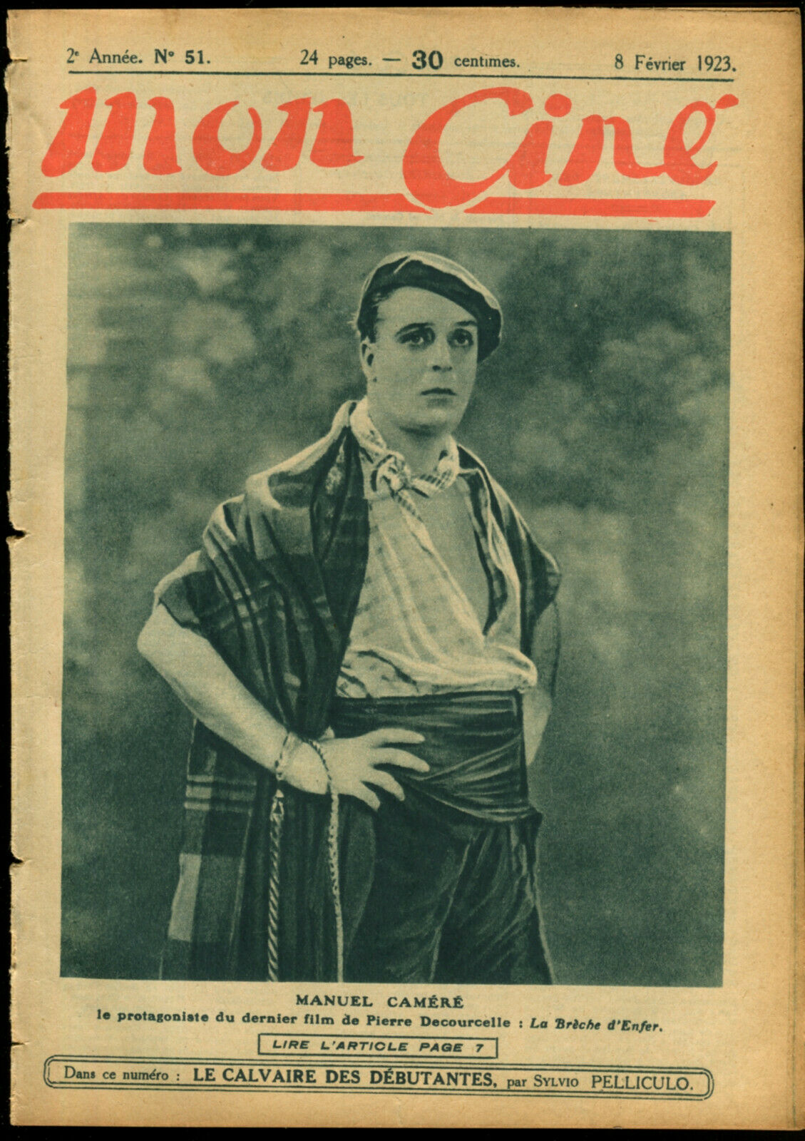 MON CINE magazine cover Issue 51 8 February 1923
