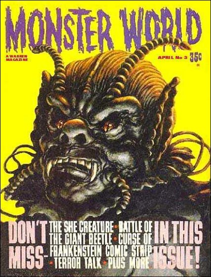 MONSTER WORLD magazine side cover Issue 3 April 1965