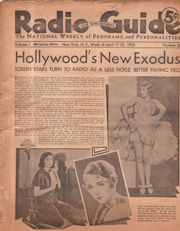 MOVIE-RADIO GUIDE magazine side cover 17 April 1932
