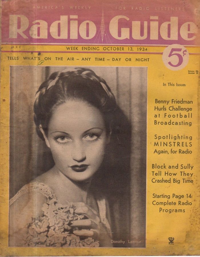 MOVIE-RADIO GUIDE magazine side cover 13 October 1934