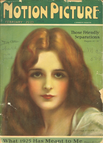 MOTION PICTURE magazine side cover Issue 180 February 1926