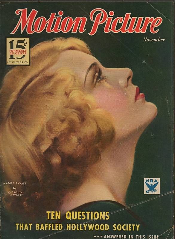 MOTION PICTURE magazine side cover Issue 273 November 1933