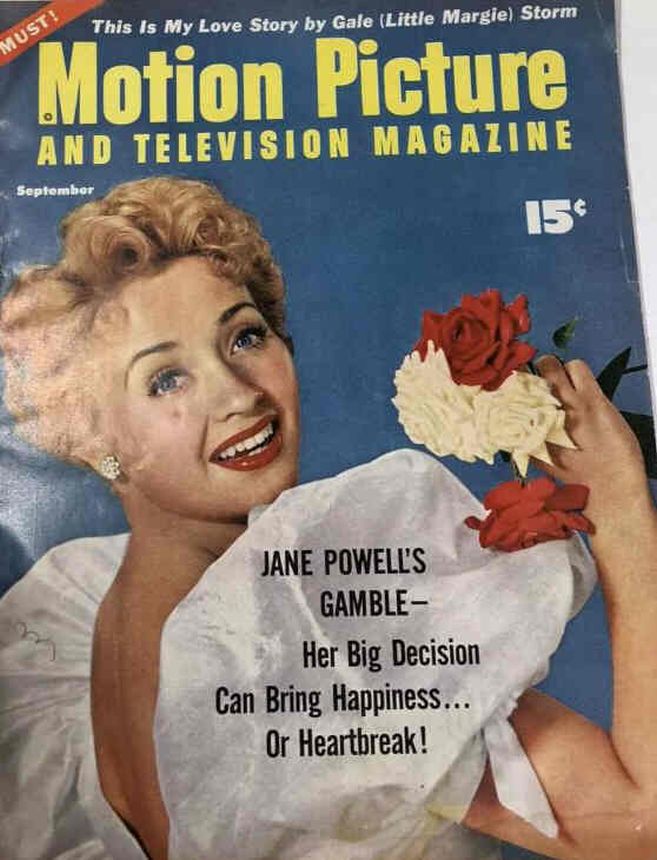 MOTION PICTURE magazine side cover Issue 523 September 1954