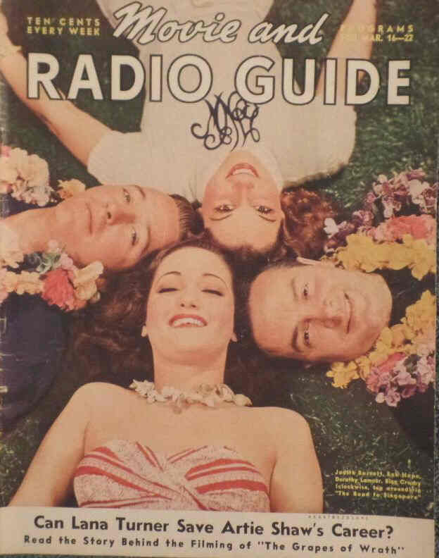 MOVIE-RADIO GUIDE magazine side cover 16 March 1940