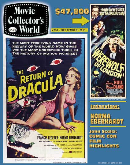MOVIE COLLECTORS WORLD magazine side cover Issue 759 September 2011
