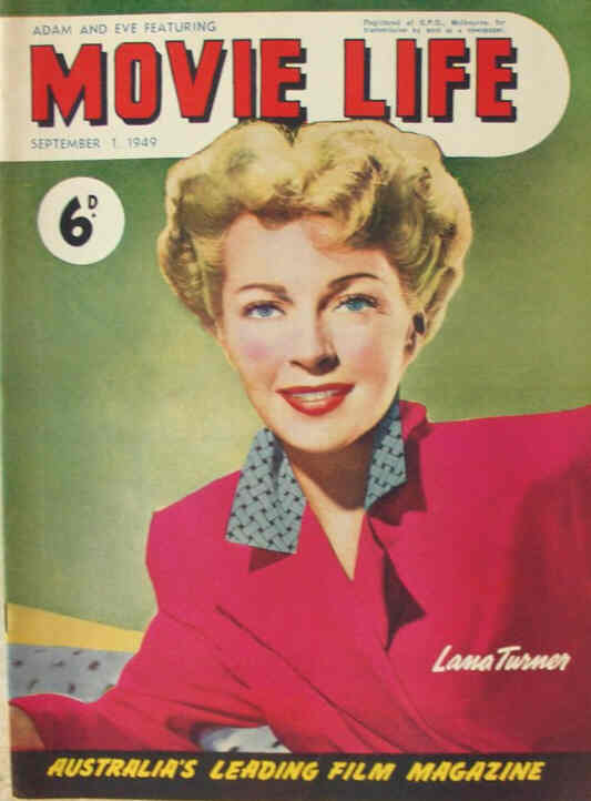 MOVIE LIFE (Au) magazine side cover September 1949