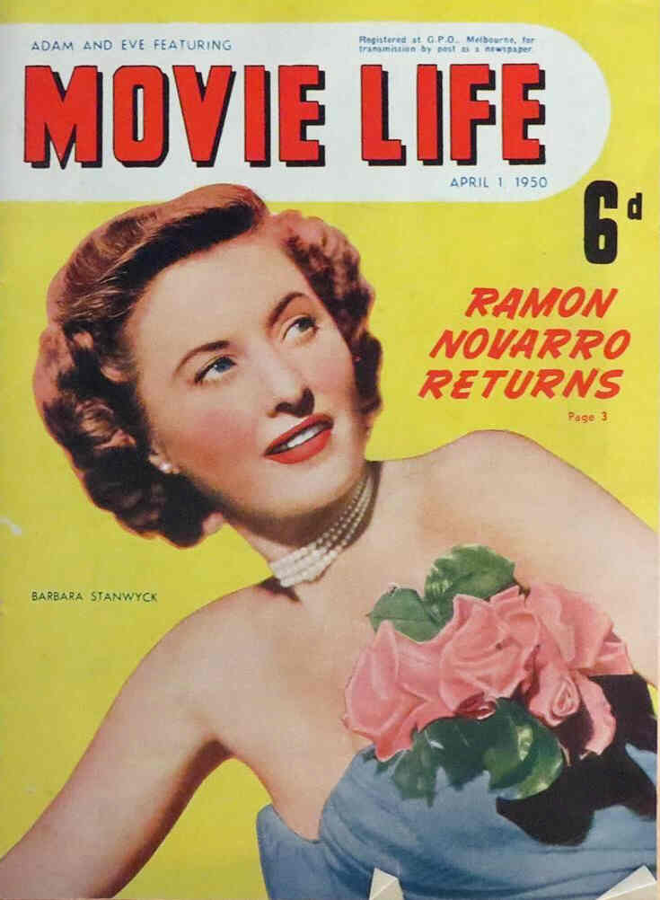 MOVIE LIFE (Au) magazine side cover 1 April 1950