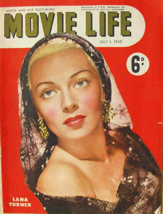 MOVIE LIFE (Au) magazine side cover July 1950