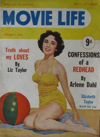 MOVIE LIFE (Au) magazine side cover January 1952