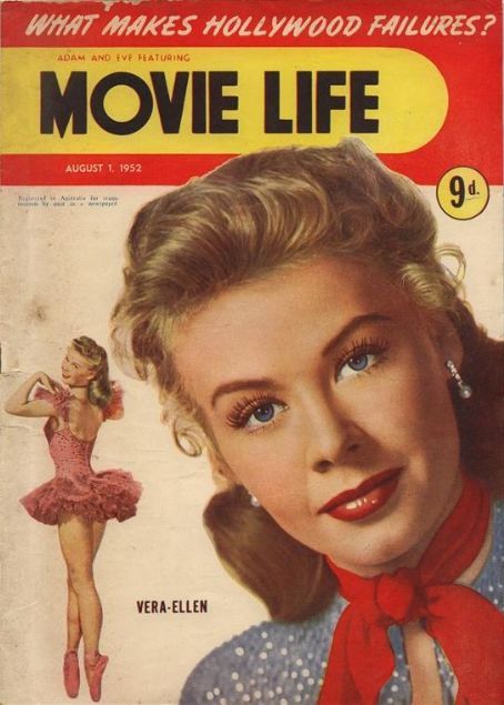 MOVIE LIFE (Au) magazine side cover August 1952