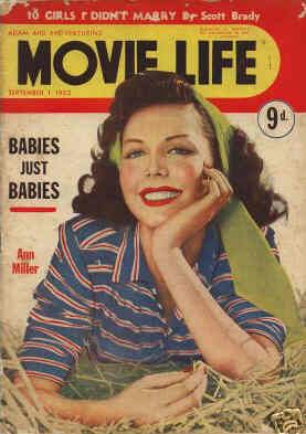 MOVIE LIFE (Au) magazine side cover September 1952