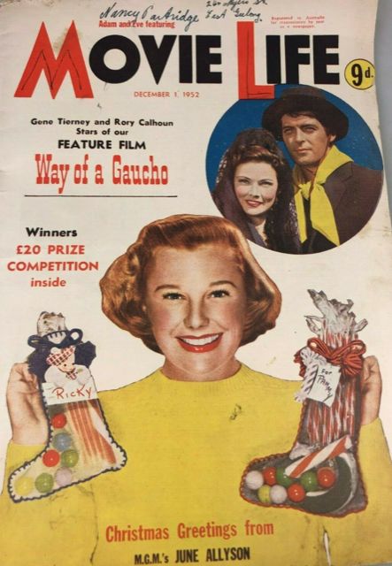 MOVIE LIFE (Au) magazine side cover 1 December 1952