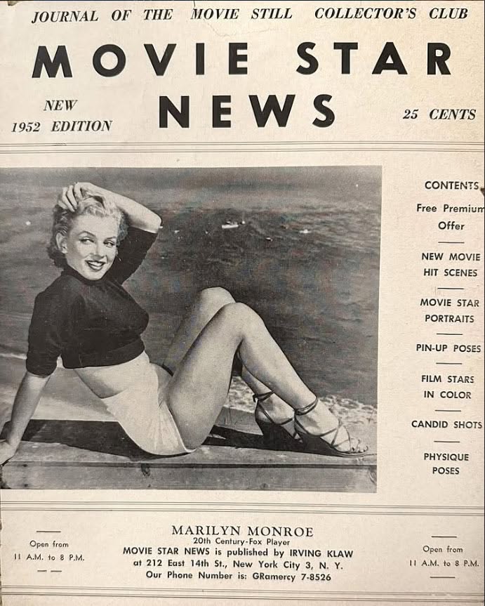 MOVIE STAR NEWS magazine side cover   1952