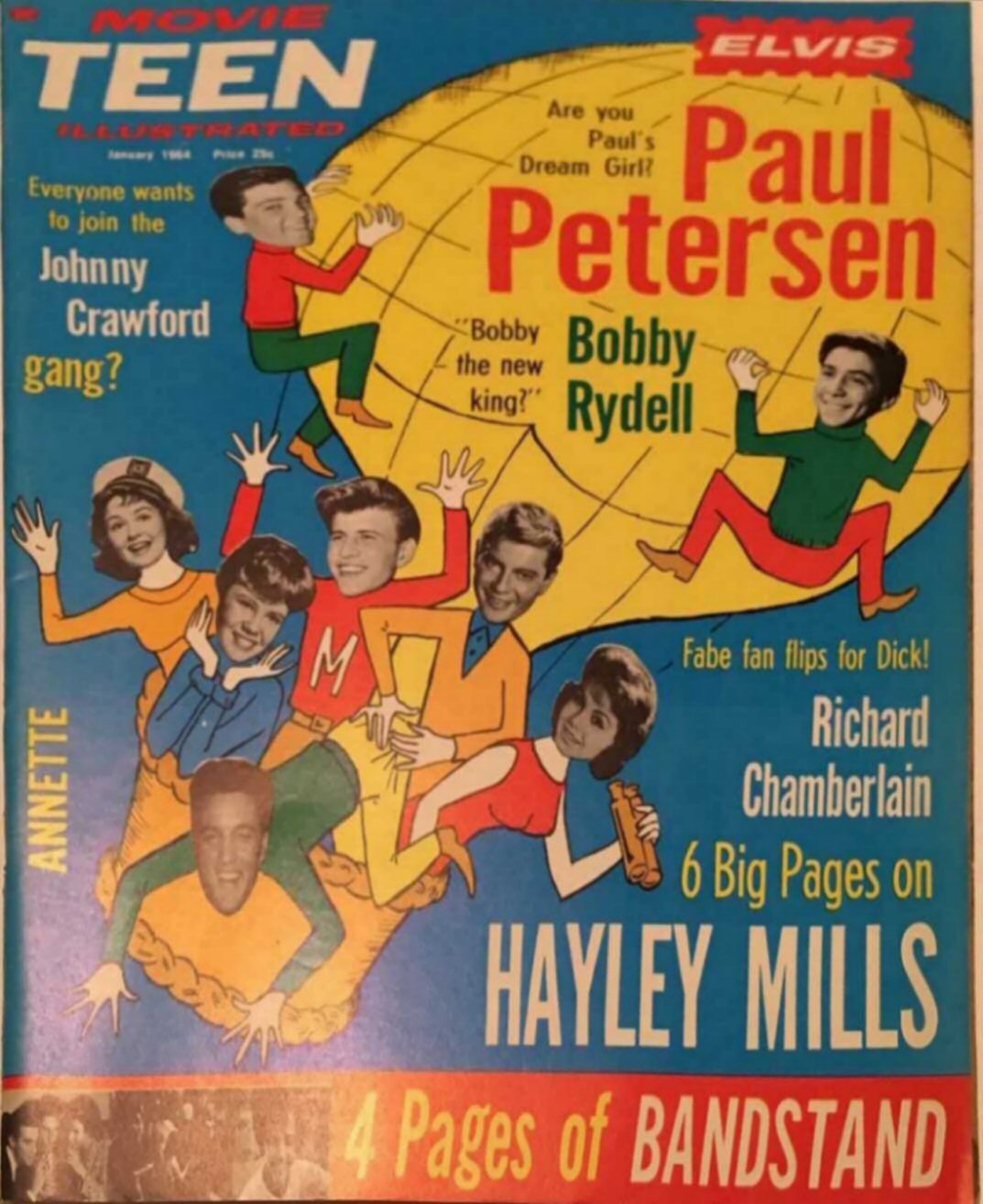 MOVIE TEEN ILLUSTRATED magazine side cover  January 1964