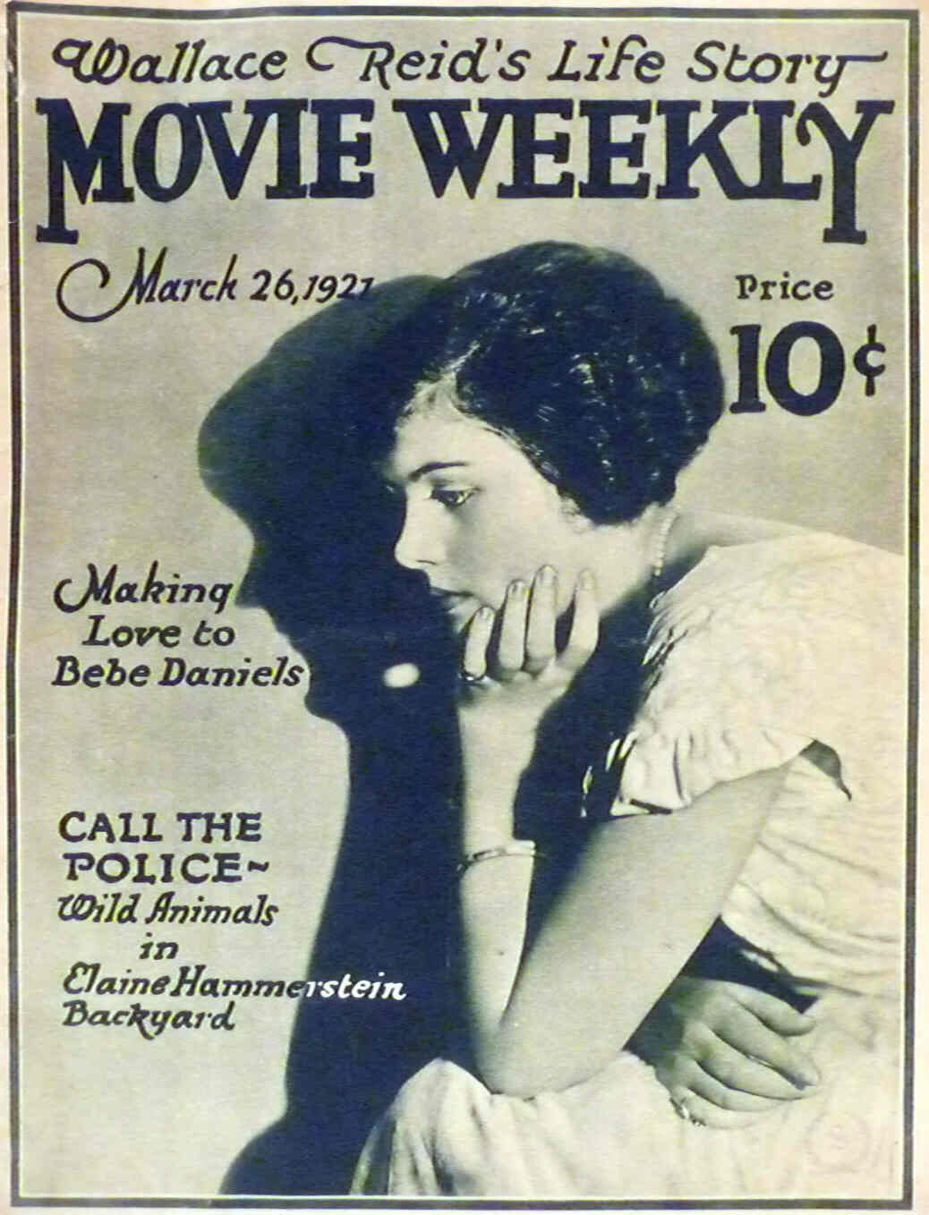 MOVIE WEEKLY magazine side cover 26 March 1921