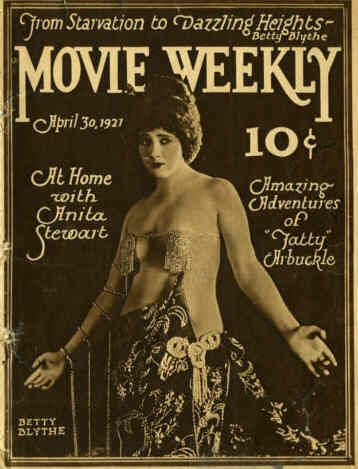MOVIE WEEKLY magazine side cover 30 April 1921