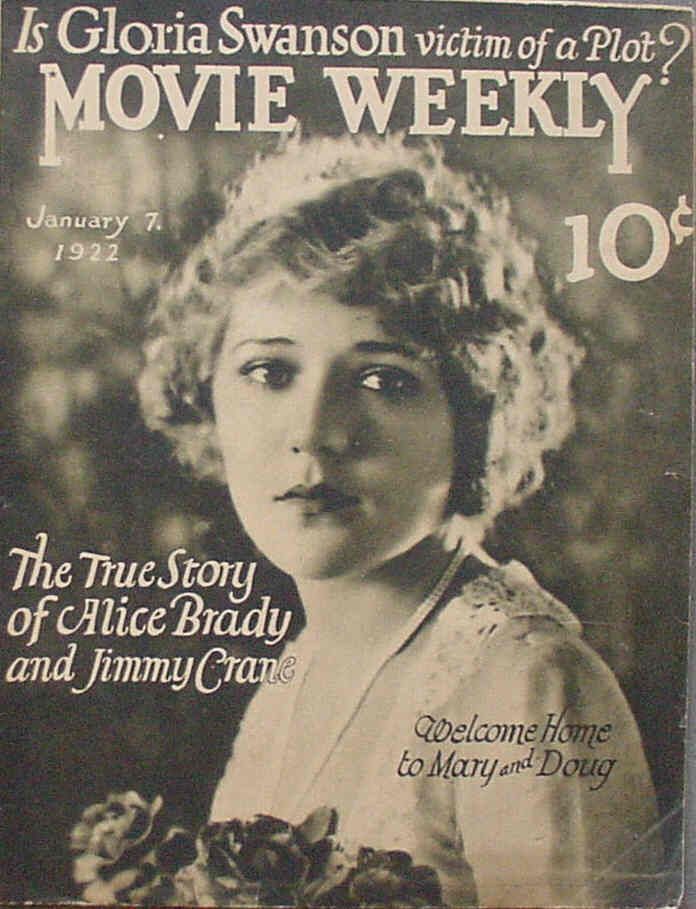 MOVIE WEEKLY magazine side cover 7 January 1922