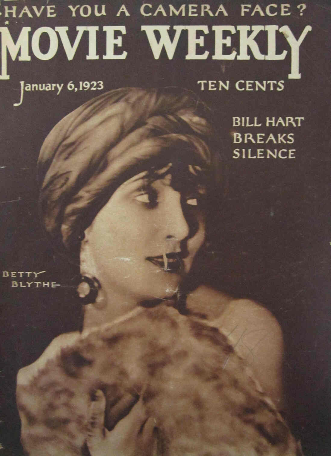 MOVIE WEEKLY magazine side cover 6 January 1923