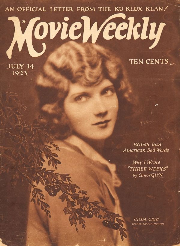MOVIE WEEKLY magazine side cover 14 July 1923