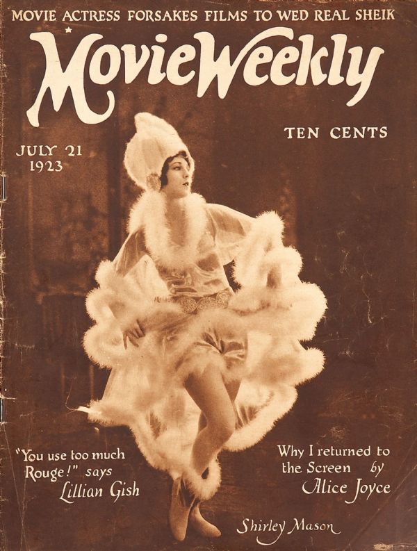 MOVIE WEEKLY magazine side cover 21 July 1923