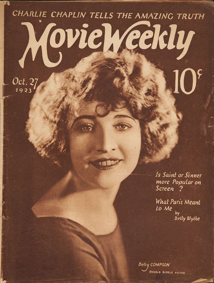 MOVIE WEEKLY magazine side cover 27 October 1923