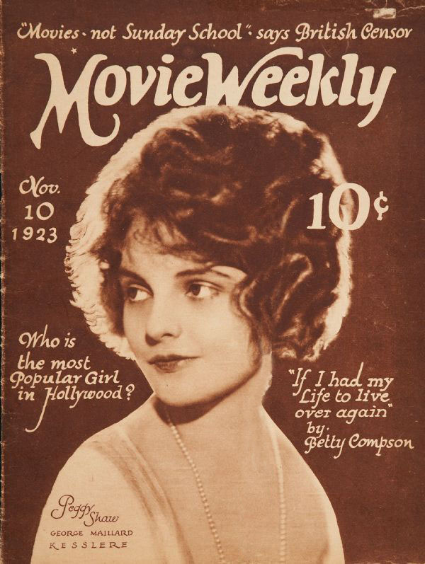 MOVIE WEEKLY magazine side cover 10 November 1923