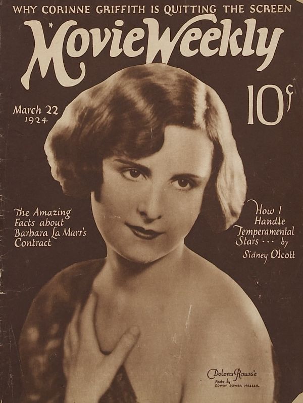 MOVIE WEEKLY magazine side cover 22 March 1924