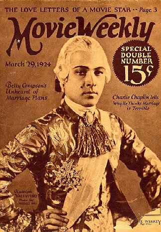 MOVIE WEEKLY magazine side cover 29 March 1924