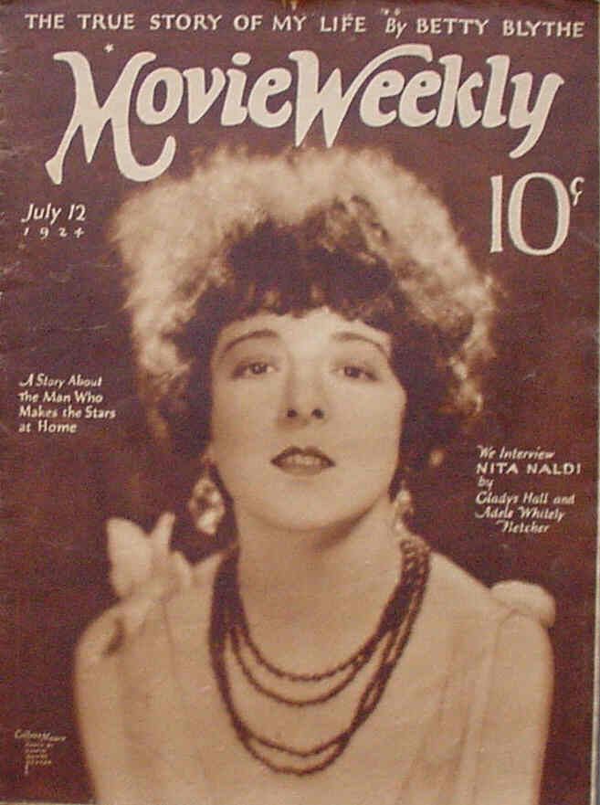 MOVIE WEEKLY magazine side cover 12 July 1924