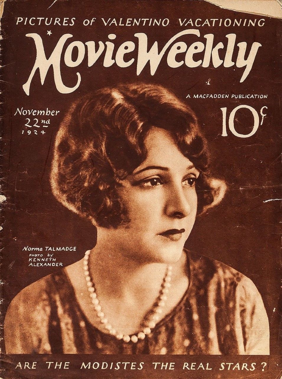 MOVIE WEEKLY magazine cover 22 November 1924