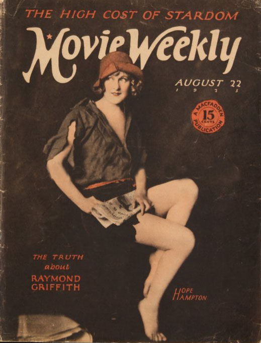MOVIE WEEKLY magazine side cover 22 August 1925
