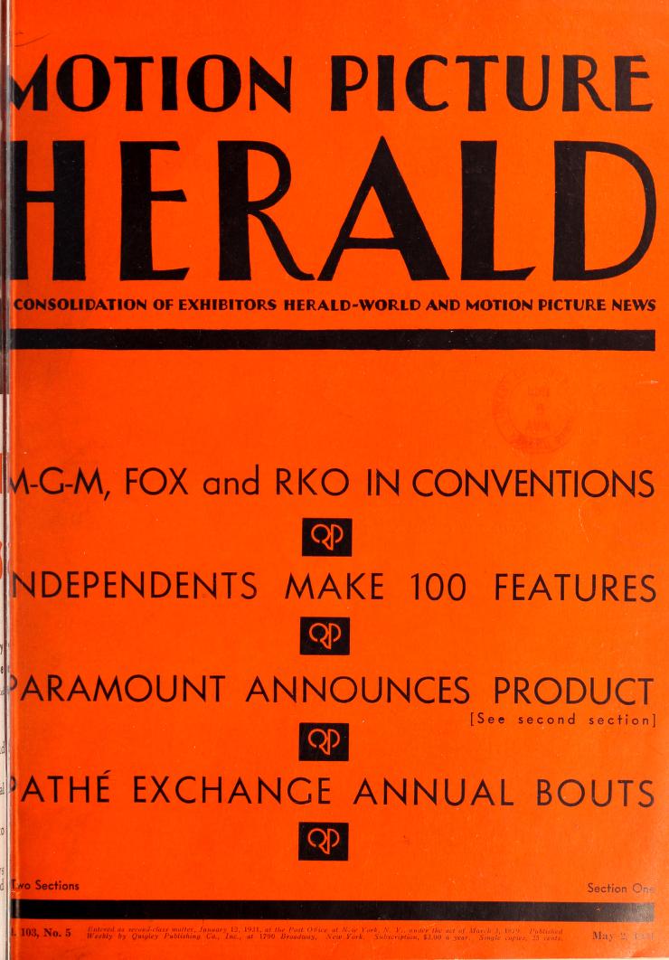 MOTION PICTURE HERALD magazine cover 2 May 1931