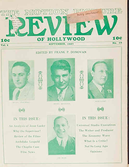 MOTION PICTURE REVIEW magazine cover September 1927