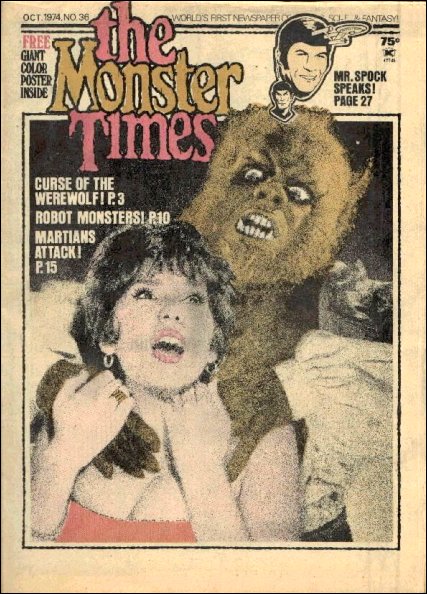 MONSTER TIMES magazine cover Issue 36  1974