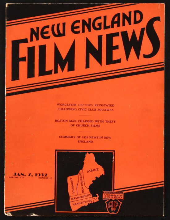 NEW ENGLAND FILM NEWS magazine cover 7 January 1932