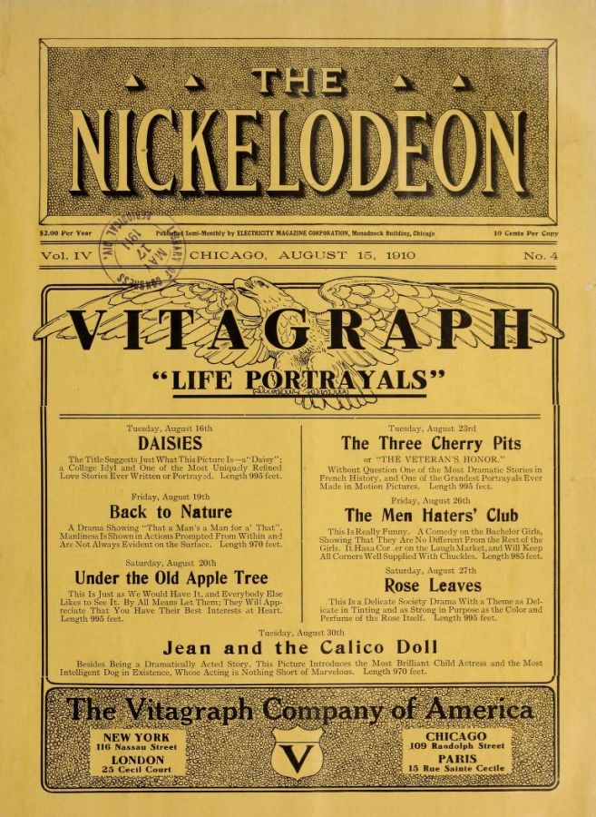 NICKELODEON magazine cover  Vol 4 # 4 15 August 1910