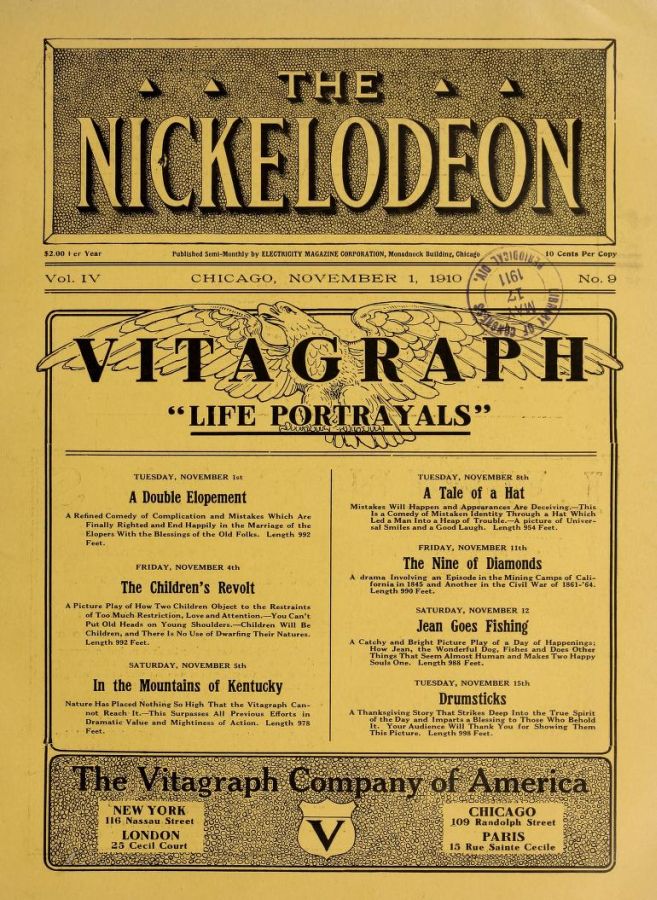 NICKELODEON magazine cover  Vol 4 # 9 1 November 1910