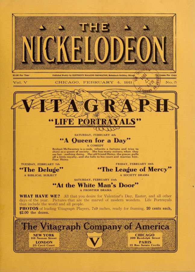 NICKELODEON magazine cover  Vol 5 # 5 4 February 1911