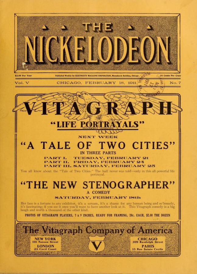 NICKELODEON magazine cover  Vol 5 # 7 18 February 1911