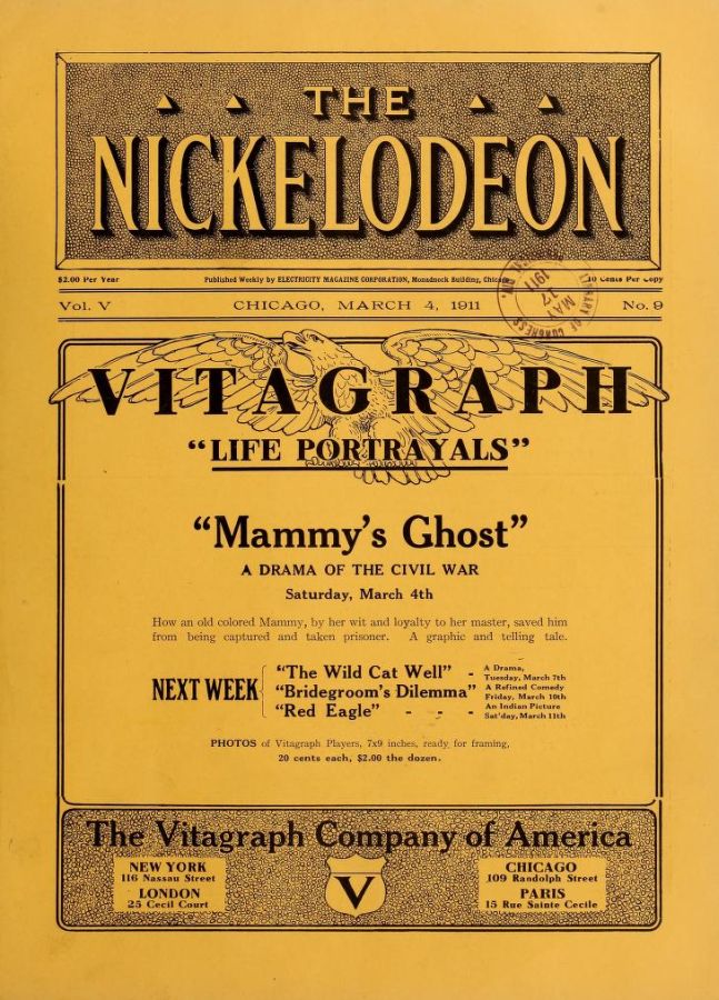 NICKELODEON magazine cover  Vol 5 # 9 4 March 1911
