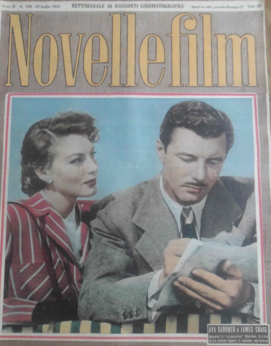 NOVELLE FILM magazine side cover Issue 239 19 July 1952