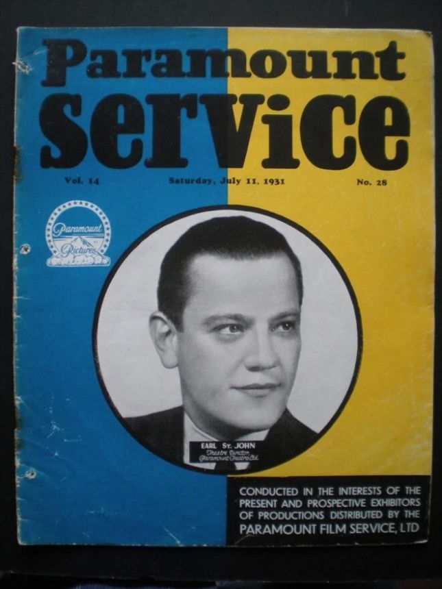 PARAMOUNT SERVICE magazine side cover 11 July 1931