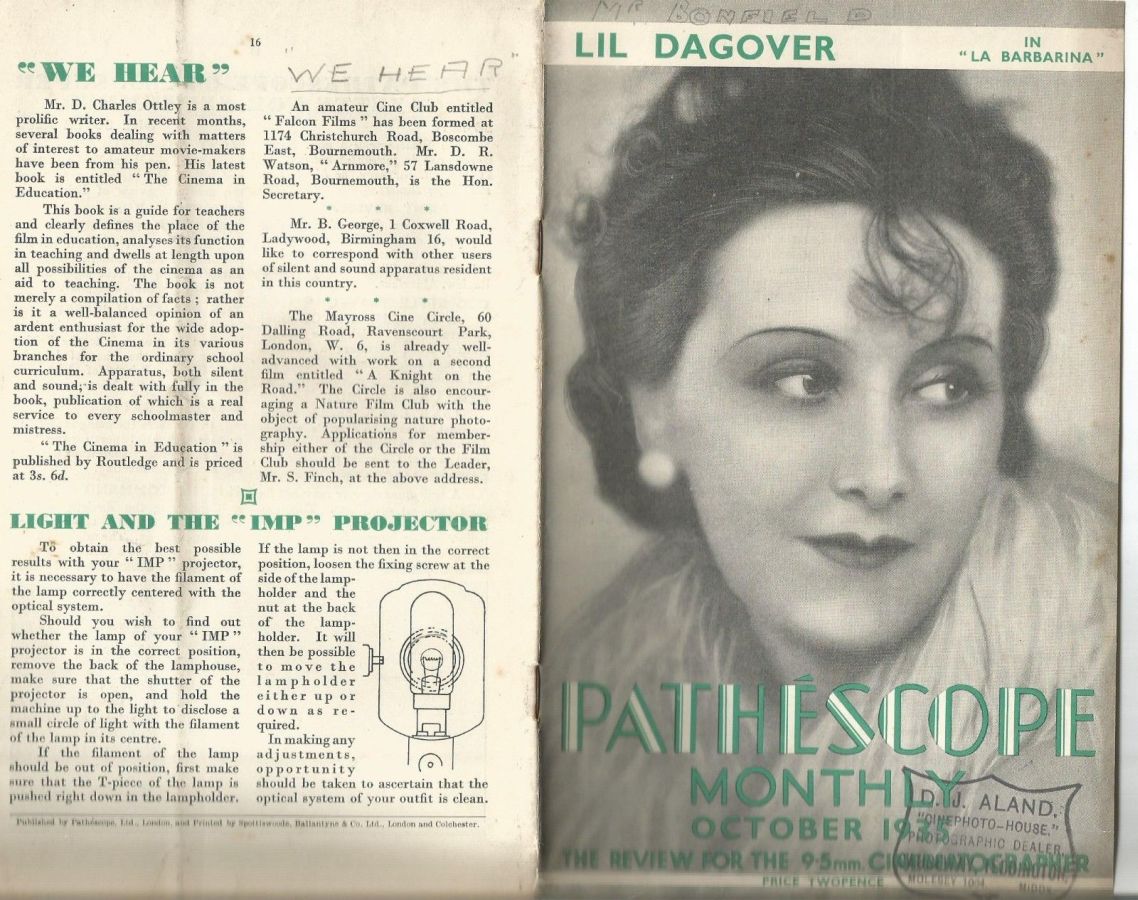 PATHESCOPE MONTHLY magazine cover  October 1935