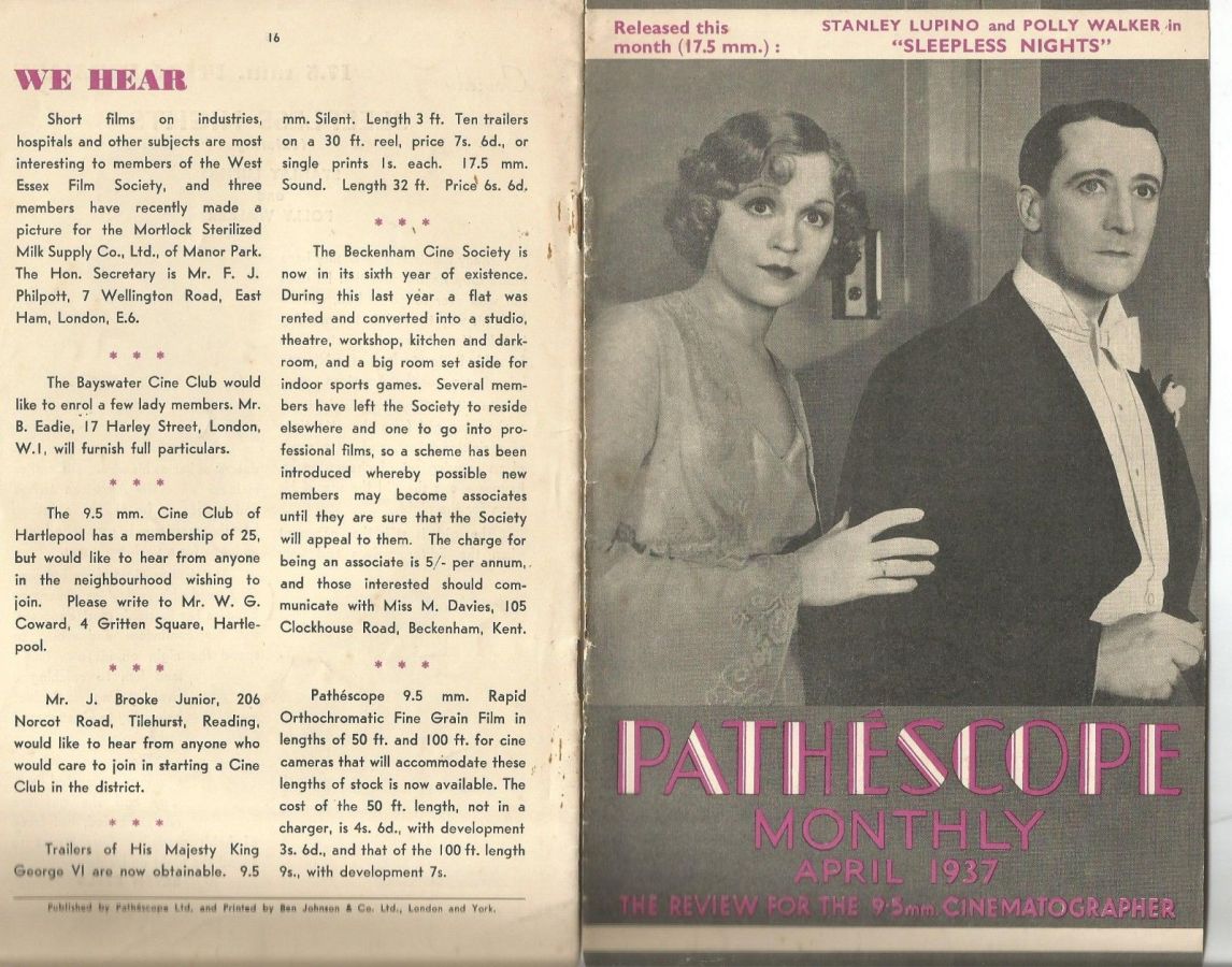 PATHESCOPE MONTHLY magazine cover  April 1937